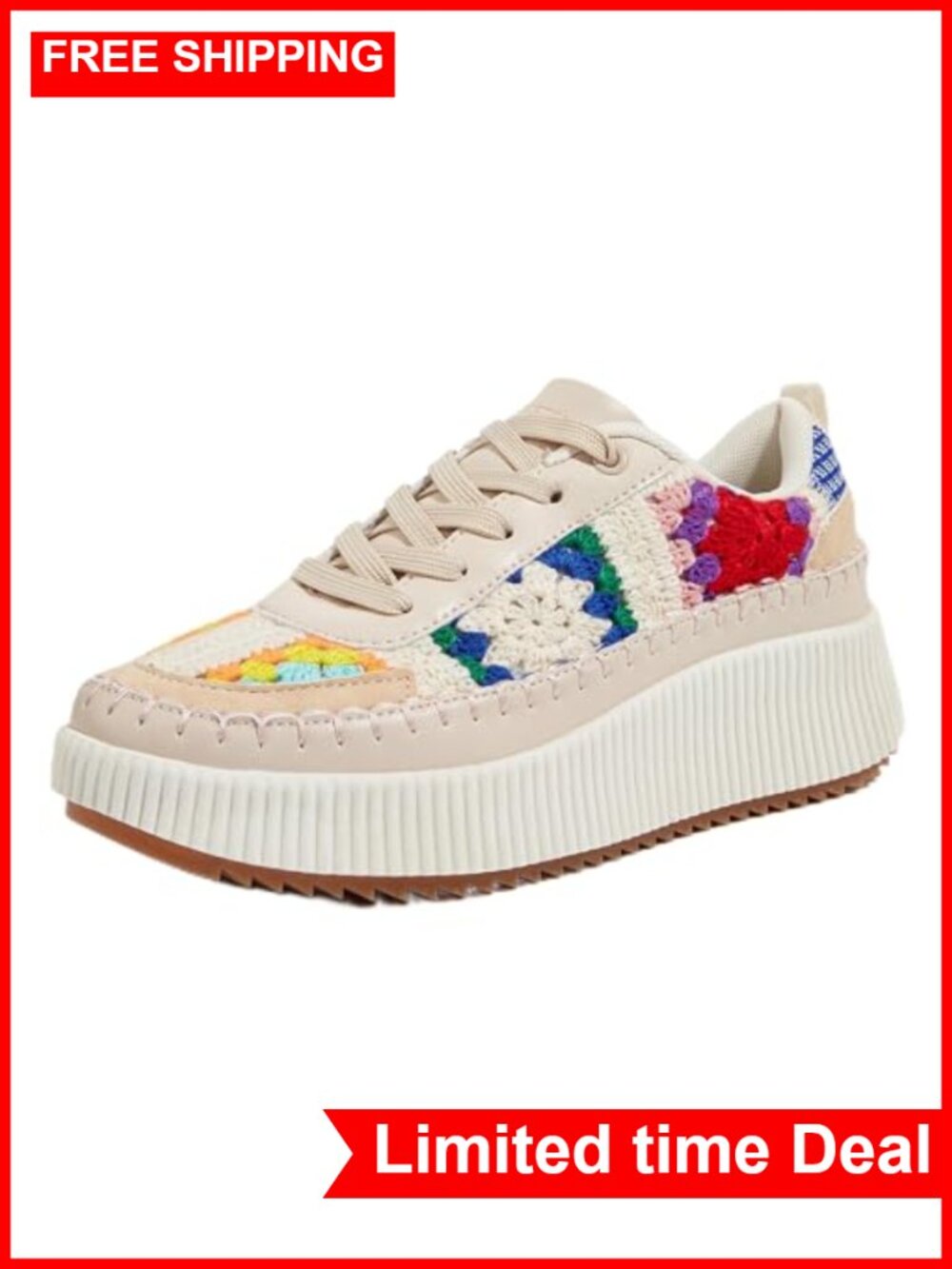 Woven Platform Sneakers Lace-Up Low Top Retro Walking Shoes